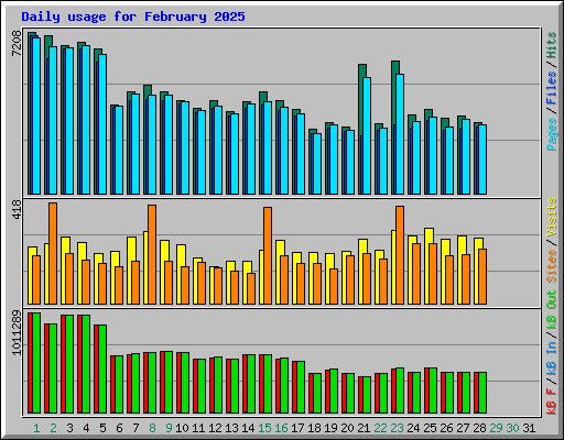 Daily usage for February 2025