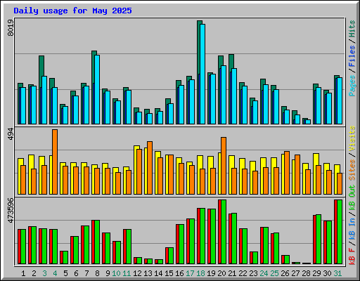 Daily usage for May 2025